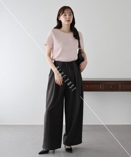 T-shirt Ladies fashion Jacquard Cut and Sew Cut-and-sew