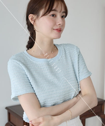 T-shirt Ladies fashion Jacquard Cut and Sew Cut-and-sew