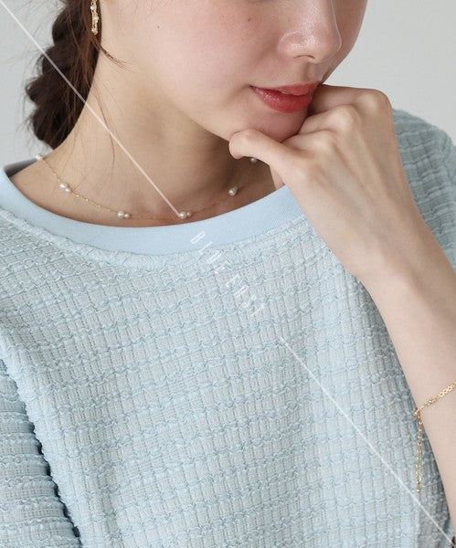 T-shirt Ladies fashion Jacquard Cut and Sew Cut-and-sew