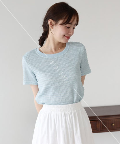 T-shirt Ladies fashion Jacquard Cut and Sew Cut-and-sew