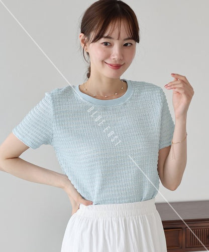 T-shirt Ladies fashion Jacquard Cut and Sew Cut-and-sew