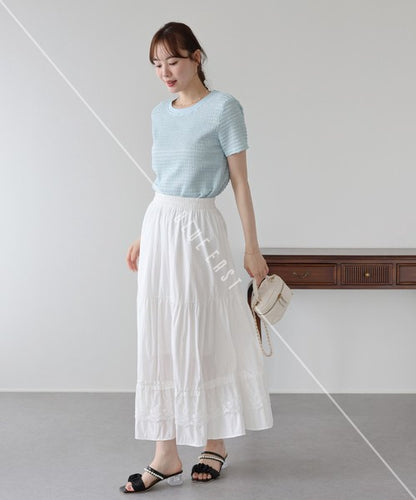 T-shirt Ladies fashion Jacquard Cut and Sew Cut-and-sew
