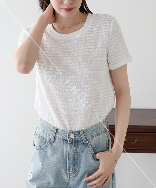 T-shirt Ladies fashion Jacquard Cut and Sew Cut-and-sew