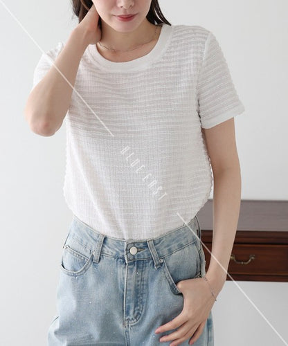 T-shirt Ladies fashion Jacquard Cut and Sew Cut-and-sew