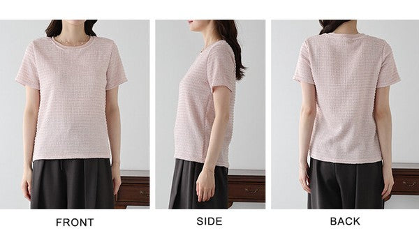 T-shirt Ladies fashion Jacquard Cut and Sew Cut-and-sew