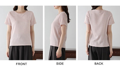 T-shirt Ladies fashion Jacquard Cut and Sew Cut-and-sew