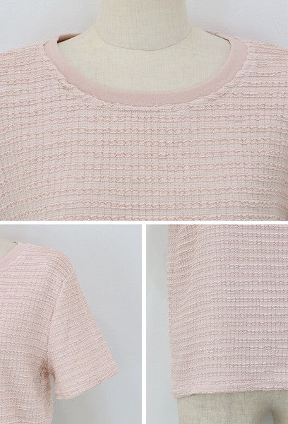 T-shirt Ladies fashion Jacquard Cut and Sew Cut-and-sew