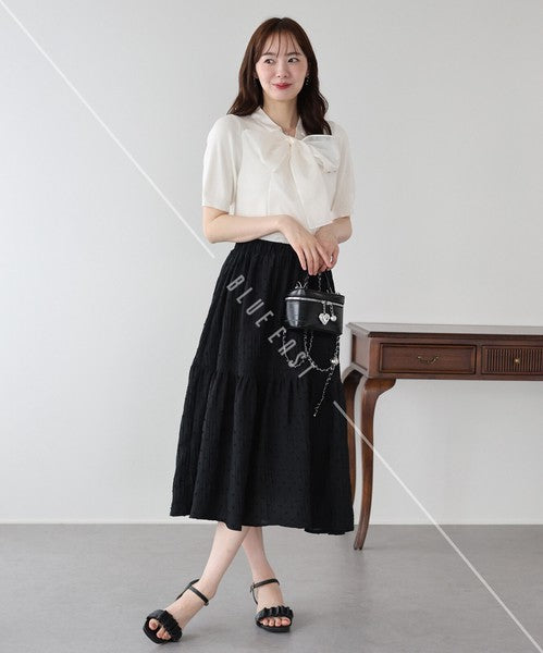 Skirt Dot Jacquard Tiered Skirt