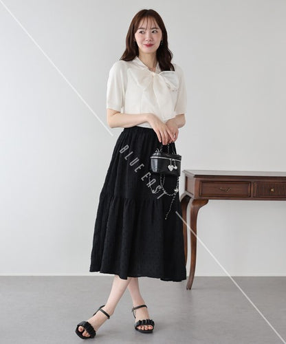 Skirt Dot Jacquard Tiered Skirt