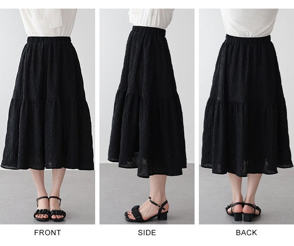 Skirt Dot Jacquard Tiered Skirt