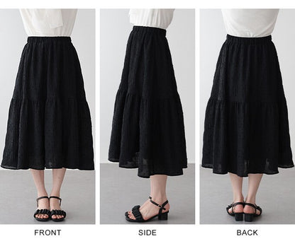 Skirt Dot Jacquard Tiered Skirt