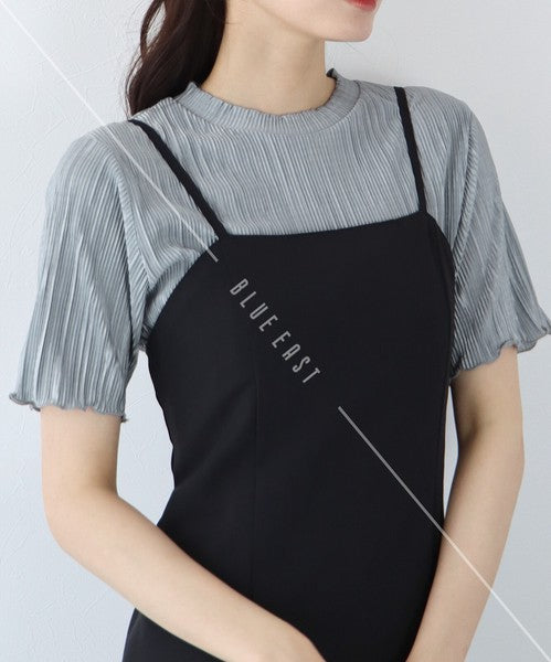 T-shirt Random Pleats Mellow Short-Sleeved Blouse Short Sleeve Cut-and-sew
