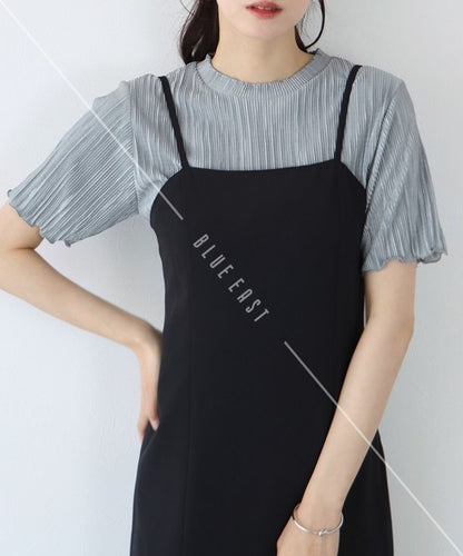 T-shirt Random Pleats Mellow Short-Sleeved Blouse Short Sleeve Cut-and-sew