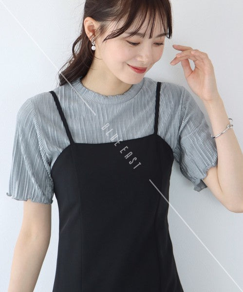 T-shirt Random Pleats Mellow Short-Sleeved Blouse Short Sleeve Cut-and-sew