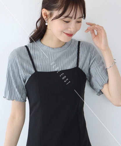 T-shirt Random Pleats Mellow Short-Sleeved Blouse Short Sleeve Cut-and-sew