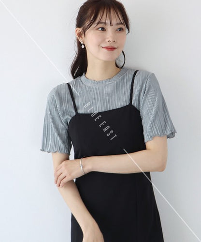 T-shirt Random Pleats Mellow Short-Sleeved Blouse Short Sleeve Cut-and-sew