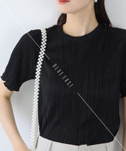 T-shirt Random Pleats Mellow Short-Sleeved Blouse Short Sleeve Cut-and-sew