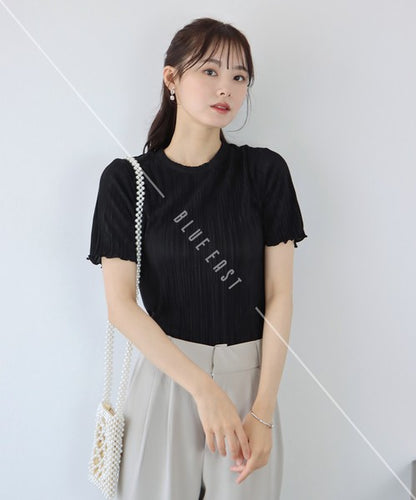 T-shirt Random Pleats Mellow Short-Sleeved Blouse Short Sleeve Cut-and-sew