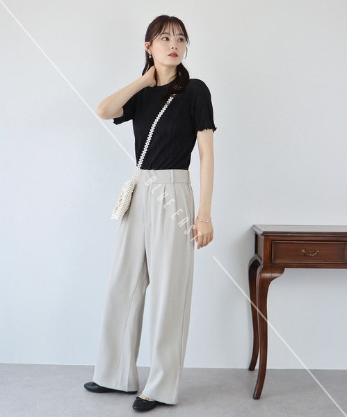 T-shirt Random Pleats Mellow Short-Sleeved Blouse Short Sleeve Cut-and-sew