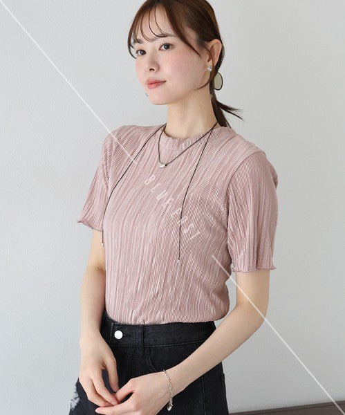 T-shirt Random Pleats Mellow Short-Sleeved Blouse Short Sleeve Cut-and-sew
