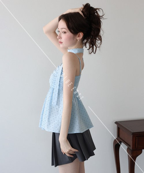 Button Shirt/Blouse Ladies fashion Peplum Tiered