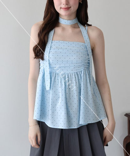 Button Shirt/Blouse Ladies fashion Peplum Tiered