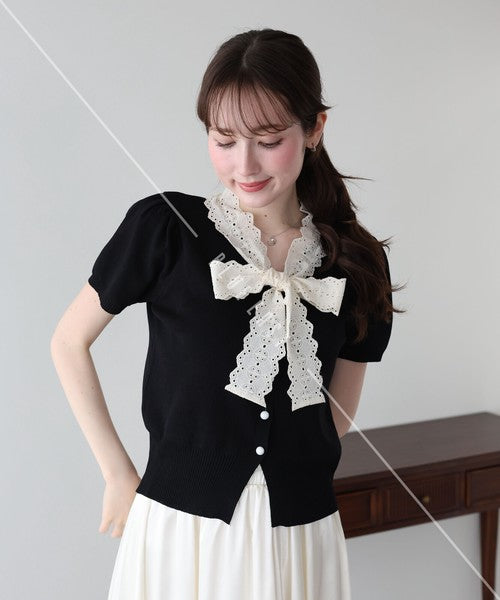 Lace Ribbon Cardigan (Ribbon, Lace, Knit Top  ESS)