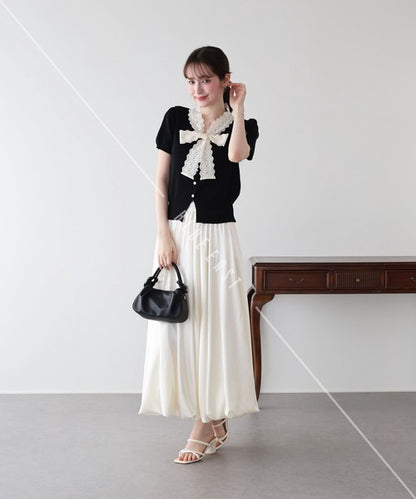 Lace Ribbon Cardigan (Ribbon, Lace, Knit Top  ESS)