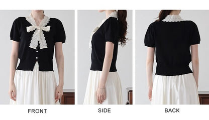 Lace Ribbon Cardigan (Ribbon, Lace, Knit Top  ESS)