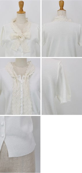 Lace Ribbon Cardigan (Ribbon, Lace, Knit Top  ESS)