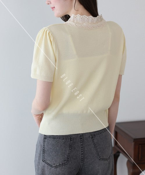 Lace Ribbon Cardigan (Ribbon, Lace, Knit Top  ESS)