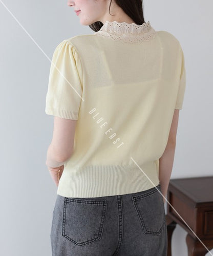 Lace Ribbon Cardigan (Ribbon, Lace, Knit Top  ESS)