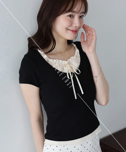 Gathered Layered Ribbon T-Shirt