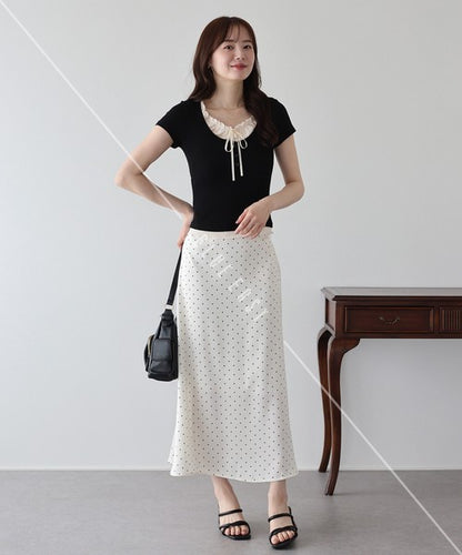 Gathered Layered Ribbon T-Shirt