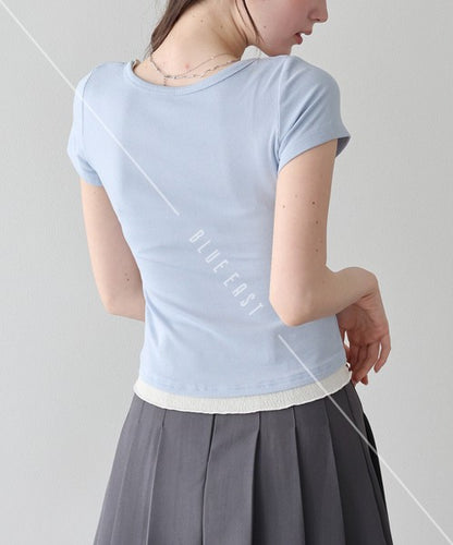 Gathered Layered Ribbon T-Shirt