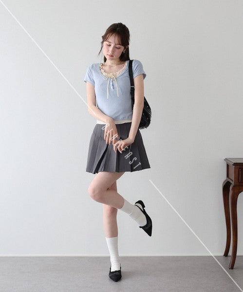 Gathered Layered Ribbon T-Shirt