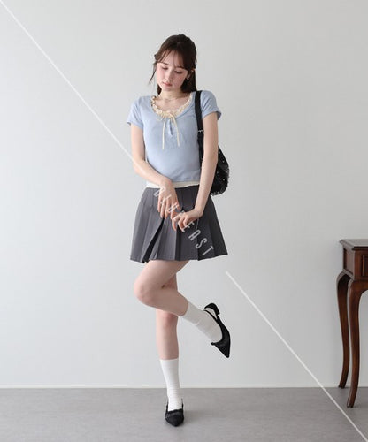 Gathered Layered Ribbon T-Shirt