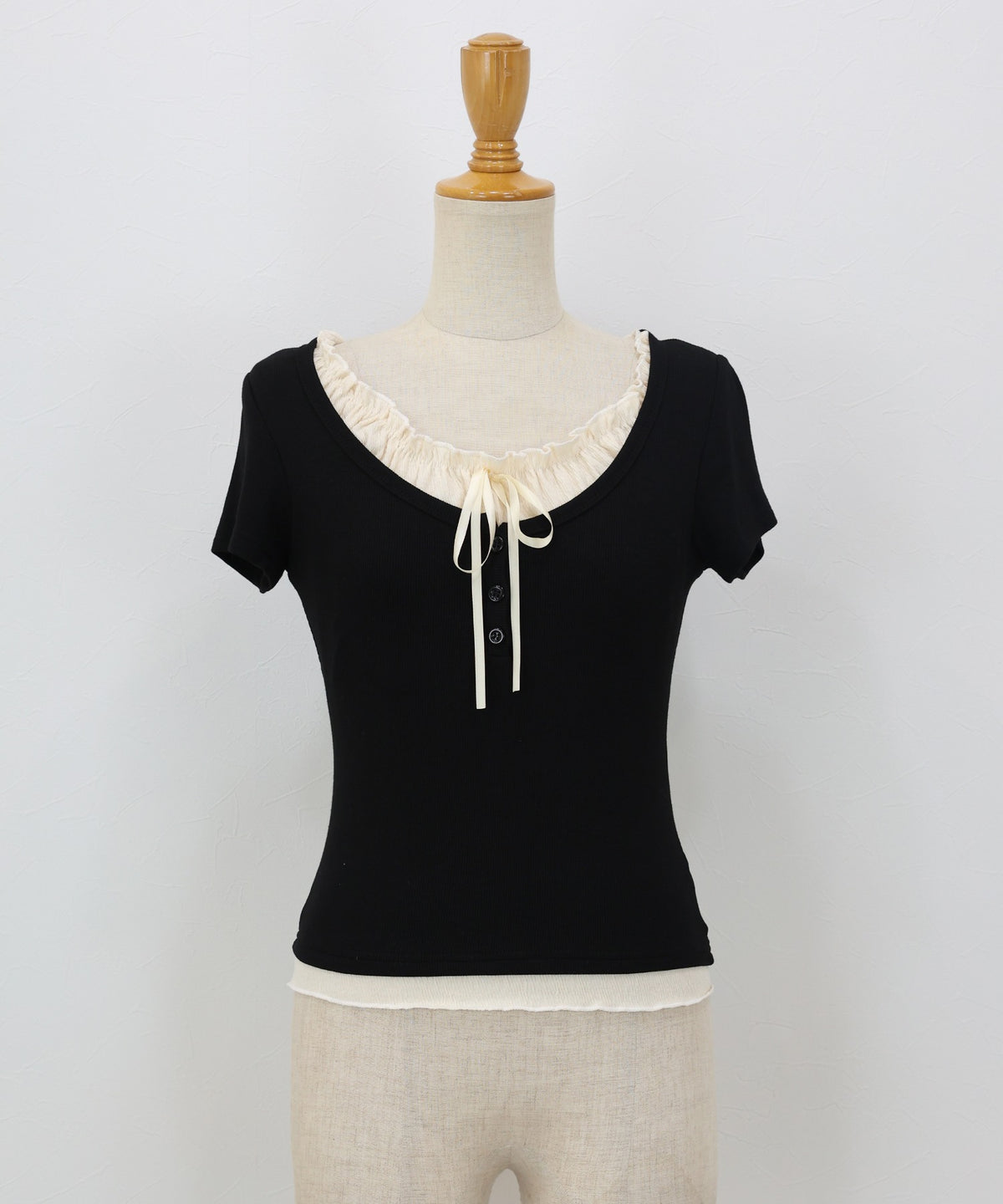 【Sale ended】Gathered Layered Ribbon T-Shirtav