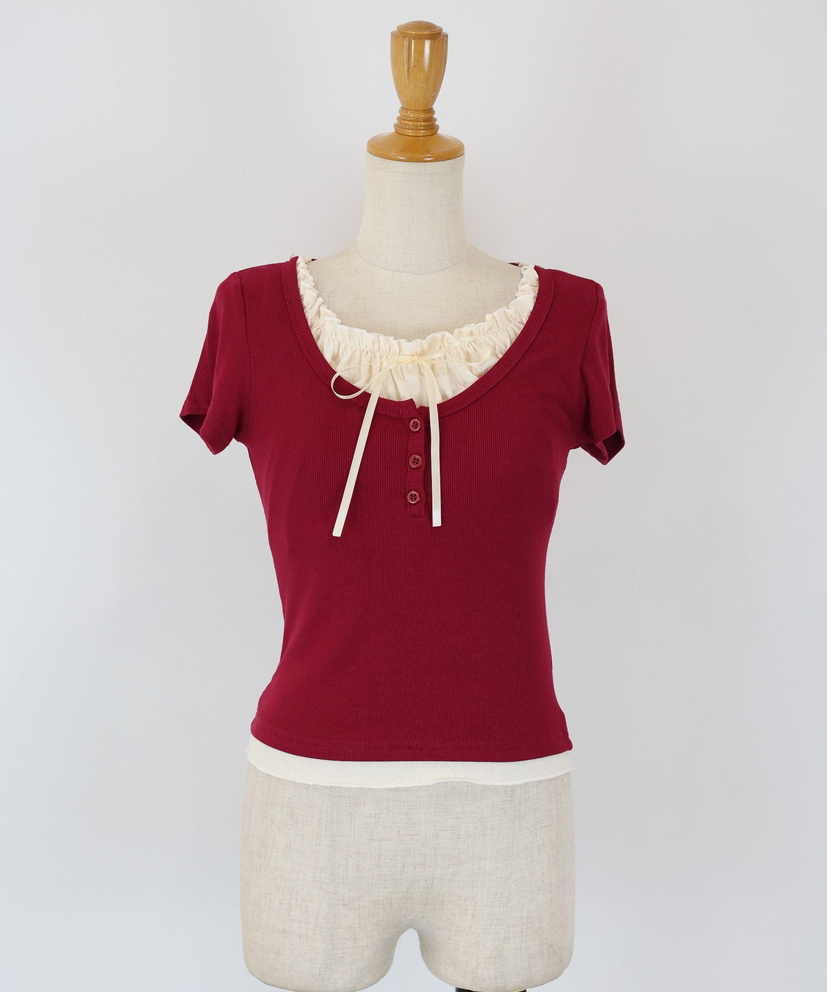 【Sale ended】Gathered Layered Ribbon T-Shirtav