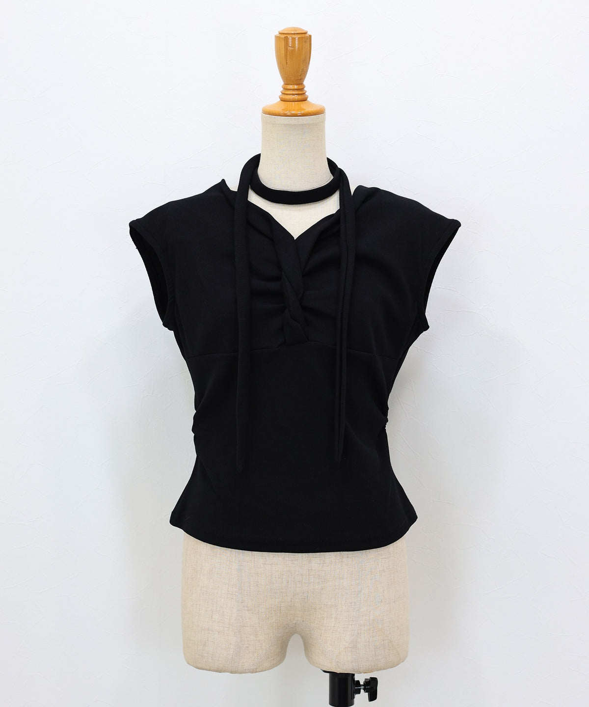 【Sale ended】Sleeveless Draped Top with Tie Detail