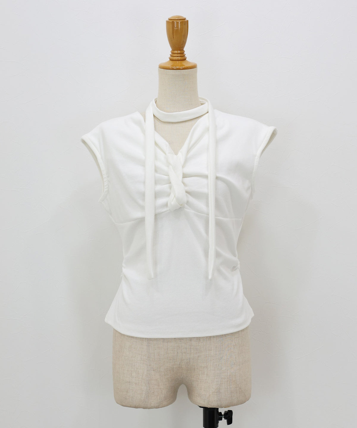 【Sale ended】Sleeveless Draped Top with Tie Detail