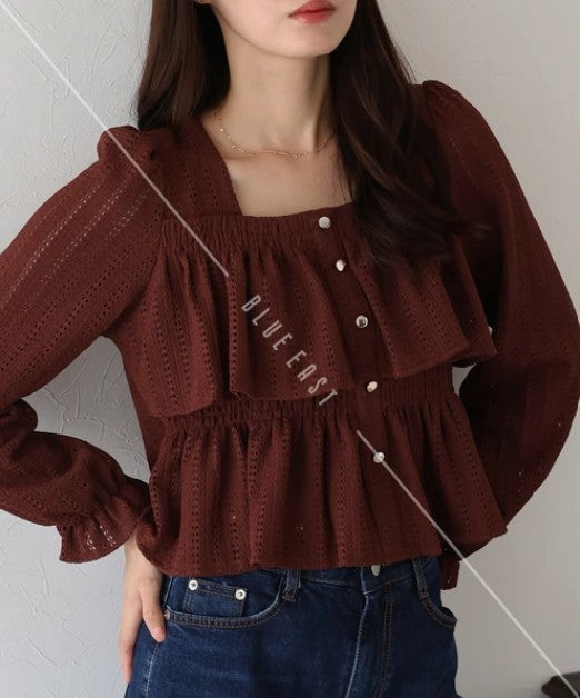 Button Shirt/Blouse Square Tiered