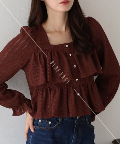 Button Shirt/Blouse Square Tiered