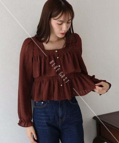 Button Shirt/Blouse Square Tiered
