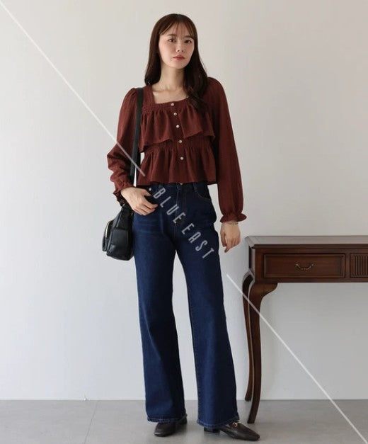 Button Shirt/Blouse Square Tiered