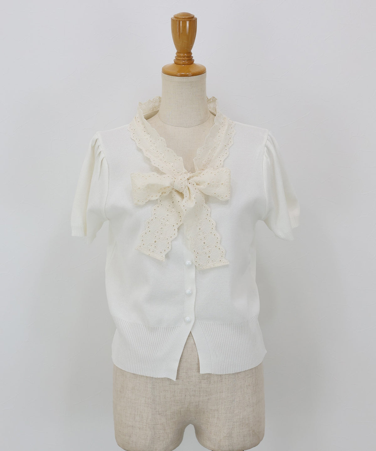 【Sale ended】[2026 New Arrival] Cardigan with Lace Ribbon Detail