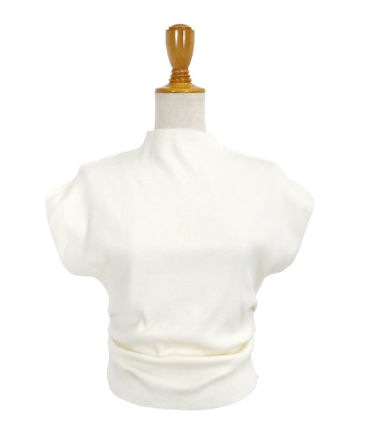 【Sale ended】Tuck-Detail French-Sleeve Knit Top