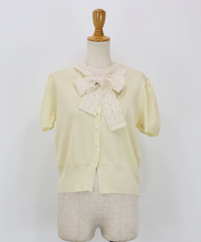 【Sale ended】[2026 New Arrival] Cardigan with Lace Ribbon Detail